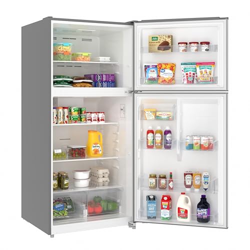 Image of KoolMore 30 Inch 18 Cu Ft Top Freezer Refrigerator, Stainless Steel, Freestanding Full Size Fridge Freezer for Home Kitchen or Garage