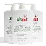 SEBAMED Paraben-Free Face and Body Wash With Pump for Sensitive and Delicate Skin pH 5.5 Ultra Mild Dermatologist Recommended Cleanser 33.8 Fluid Ounces (1 Liter) Pack of 3