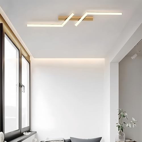 Lámpara de techo lineal LED de 80cm en color oro con luz blanca para el pasillo de diseño moderno