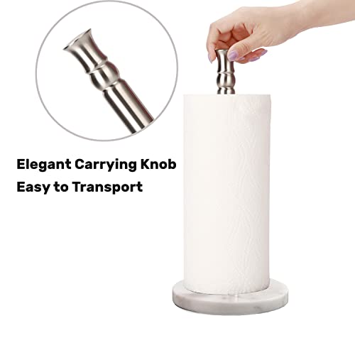 Paper Towel Holder Stand Countertop With Heavy Marble Base, Free Standing Paper Towel Holder (Silver Brushed, Marble Base) #TOP6