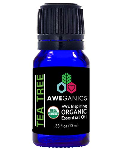 Aweganics USDA Organic Essential Oils, Premium Melaleuca 100% Pure Natural Therapeutic-Grade, Best Aromatherapy Scented-Oils for Diffuser, Skin, Face (Tea Tree, 10 ml)