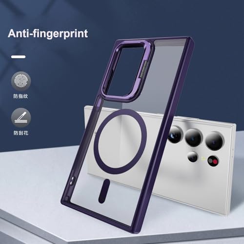 Image of VONZEE PC Compatible for Samsung S25 Ultra 5G Case,with Wireless Charging,(Not Compatible with Magsafe)Protective Case,Built-in Stash Stand Phone Case,Scratch-Resistant Back Cover,|Deep Purple