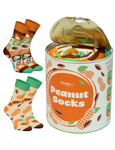 Rainbow Socks Chaussettes Boite de Cacahuetes en coton peigné durable - 2 paires
