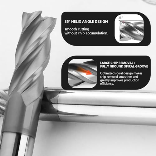 Image of 7 /16 inch Carbide Square End Mill 4 Flute AlTIN Coated CNC Milling Bits for Alloy Steels, Hardened Steels, Cast Iron