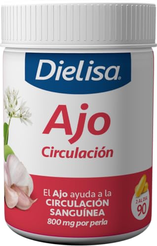 Dielisa   Ajo 1, Complemento Alimenticio a Base de Ajo Macerado, Contribuye a Favorecer la Circulación Sanguínea y a Mantener unos Niveles Normales de Colesterol   90 Perlas