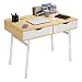 Produktbild LANGRIA Computertisch Moderner minimalistischer Tisch mit 2 Schubladen 2 eingebaute Ablagefächer Stabile Metallbeine für Arbeitszimmer (100x58x75cm)