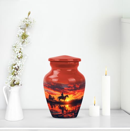 Image of Cowboy Urn - Small Keepsake Urns for Ashes Adult Male - Unique Cremation Urns for Human Ashes - Companion Urns for 2 Adults - Memorial Ash Containers - 3 inch Set of 4