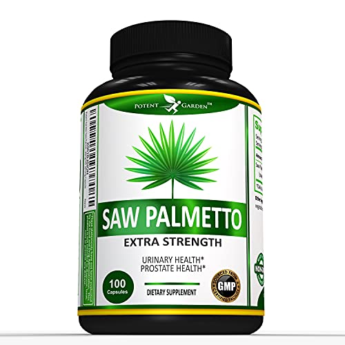 Potent Garden Saw Palmetto 500 mg - Prostate Supplements for Men - Supports Healthy Urination Frequency & Flow - Non GMO, 100 Saw Palmetto Capsules
