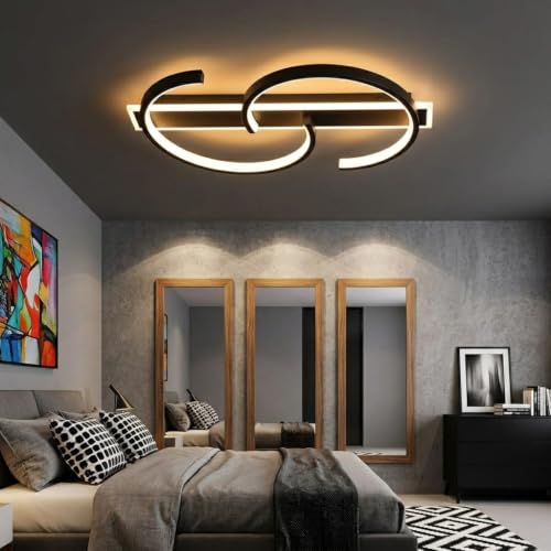 Image of ELEPHANTBOAT LED Ceiling Lights Dimmable Chandelier Lights for Ceiling, Modern Black Ceiling Lamp with Remote Control for Living Room Bedroom Office