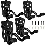 Guitar Wall Mount 4-Pack, Black Guitar Hanger, Metal Guitar Wall Hanger, Guitar Holder Stand Hook for Using Acoustic & Electric Guitar Ukulele Mandolin at Home and Studio
