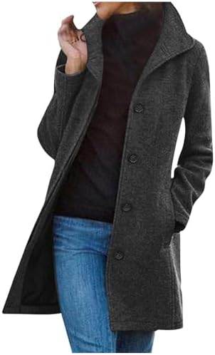 Women's Coats Wool Blend Stand Collar Pea Coat Casual Single Breasted Trench Coat Winter Fall Jacket 2025