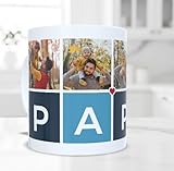 Taza Día del Padre | Taza Día del Padre con frases originales | Taza para papá, regalo Día del Padre | Tazas regalo originales para padres (Papá Personalizado Azul y Celeste)