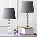 SAFAVIEH Lighting Collection – Nola Set of 2 Modern Glam Stacked Crystal Ball 16-Inch Table Lamps with Light Grey Shade, LED Bulbs Included, Bedroom Living Room Home Office (LIT4123B-SET2)