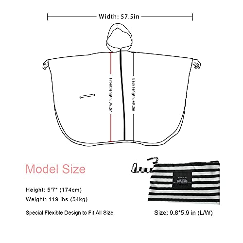 Image of salamra Rain Poncho Jacket - Hooded Waterproof Raincoat with Pocket for Women Men Adults