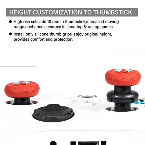 Image of FPS Thumbstick Extender &Texture Rubber Silicone Grip Cover 4 Sets for Xbox Series X /S & Xbox One Controller(Joker Red+Orange)