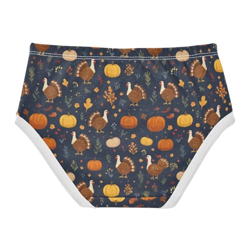 Girls Underwear Soft Cotton Thanksgiving Turkey Pumpkin Kids Panties in Sizes 2/3t, 4t, 5t, 6 and 82