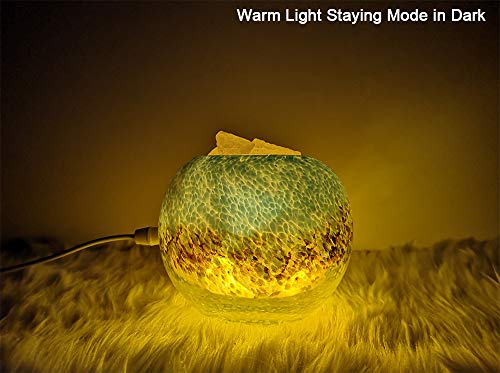 ESOW Himalayan Salt Lamp with Colored Drawing Glass Container, 3Watts LED Bulb + 55inches USB Cable, Multi Color Changing Mode & Warm Light Staying Mode, Handcraft Natural Salt Lamp for Best Gift