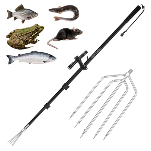 SANLIKE 8ft Fishing Harpoon Spear Gaff Gig Frog Flounder Fork Hook Grey