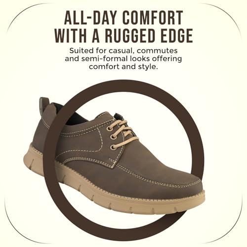 Image of STANPHORD Men Suede Lace-Up Casual Sneakers | Rugged Outdoor Walking Shoes | Cushioned Anti-Skid Sole | College Travel (TPSI 5021)