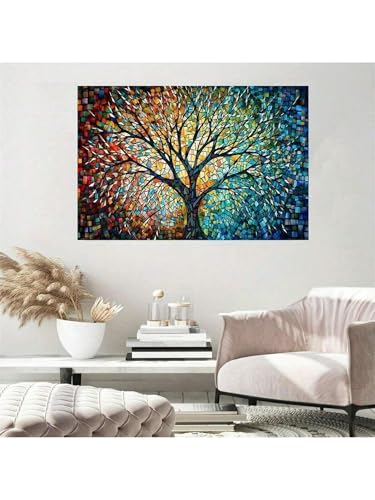 Art mural arbre de vie toile peinte pour mur vide salon - 5