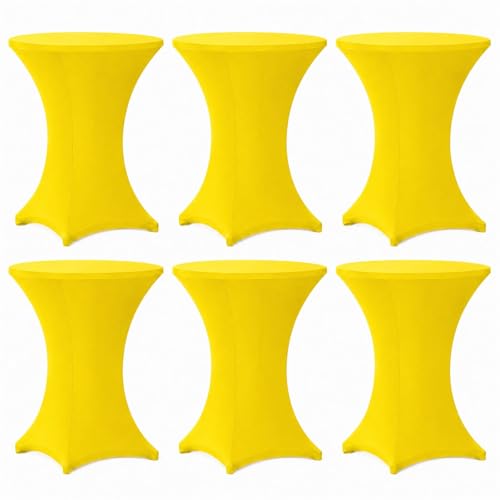 Lemict Cocktail Table Covers - 6 Pack 32x43 Inch Table Cloth - Yellow