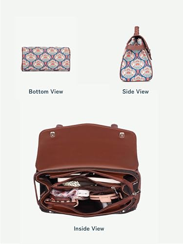 Image of ZOUK Heritage Satchel Bag - Gwalior Weaves | Jute | Vegan Leather Handcrafted With Detachable Sling Strap