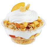 Restaurantware-RW Base 5 Ounce Round Ice Cream Cups, 50 Disposable Parfait Cups - Lids Sold Separately, Premium, Clear Plastic Dessert Cup, Serve Frozen Yogurt, Mousse, Pudding, Great For Parties