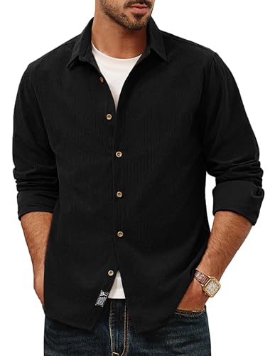 Image of PJ PAUL JONES Men's Long Sleeve Shirt Casual Corduroy Button Down Shirts