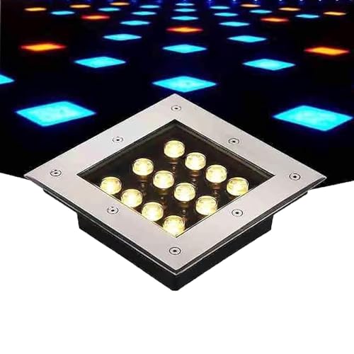 JOUFNING Luci Da Esterno Per Esterni, Lampada Da Incasso Quadrata, Faretto In Acciaio Inossidabile Impermeabile IP67, Illuminazione Per Laghetti A Bassa Tensione Da 12 V(Red,3 W)