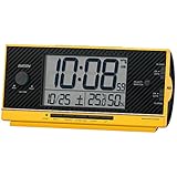 セイコークロック 目覚まし時計 電波 デジタル 大音量 PYXIS ピクシス RAIDEN ライデン 黄 77×167×57mm NR539Y