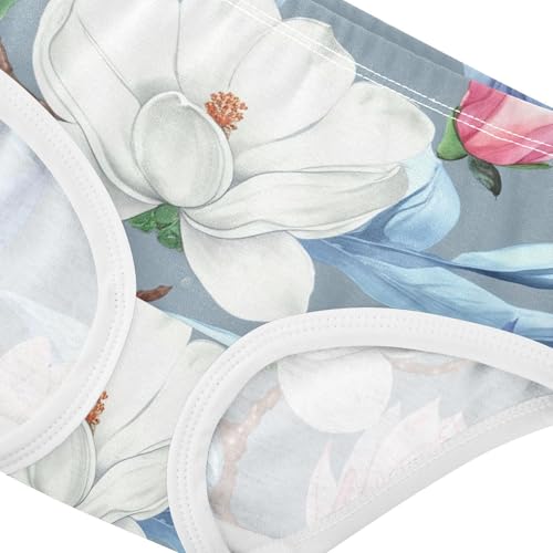 Pink Magnolia Flowers Leaves Little Girl Panties Toddler Underwear Floral Cotton Cartoon Briefs Girls Undies 2t4