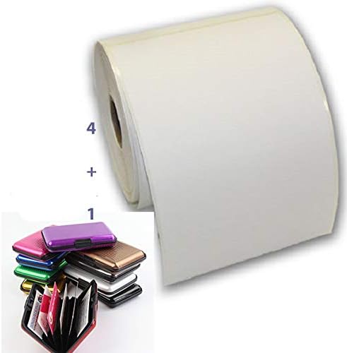 4 ROLLS 100 x 150mm (6x4") 500 WHITE Thermal Labels Roll & CARD WALLET -Zebra Printer, Royal Mail, Hermes (2000 Thermal Printer Labels)
