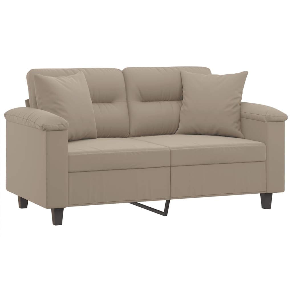Canapé 2 Places, Causeuse de Salon Fauteuil Sofa 2 Places avec oreillers Taupe 150 x 77 x 80 cm Tissu Microfibre