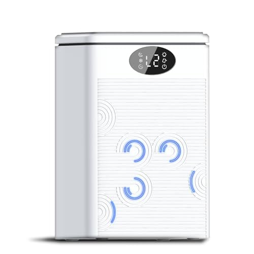 Dehumidifiers for Home, 78oz Portable Dehumidifiers for Bathroom, Bedroom Basement with Auto Shut Off,Timer, Sleep Mode, 7 Colors LED Light, Grey