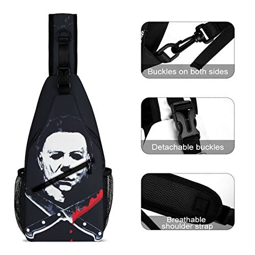 ZHANGXM Crossbody Sling Halloween Michael Myers Backpack Sling Bag Travel Hiking All Printed Chest Bag Daypack3