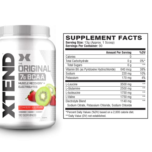 Xtend Original Bcaa Powder Strawberry Kiwi Splash | Sugar Free Post Workout Muscle Recovery Drink With Amino Acids | 7G Bcaas For Men & Women | 90 Servings #TOP1