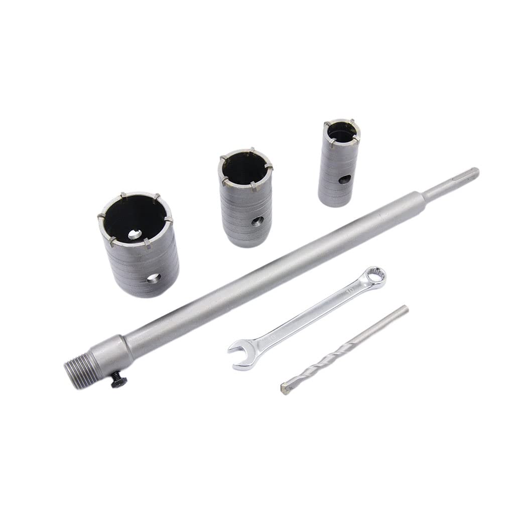Concrete Drill kit 17PCS, LAIWEI Hole Cutter 30,40,50,65,80,100,110mm.with 6 SDS bits and 2 x 300mm adapters, 1 x 110mm adapters,Plummer Spanner