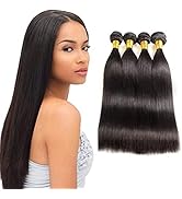 Huarisi 8a Brazilian Straight Hair 4 Bundles 22 24 26 28 Inch Long Virgin Hair Weave Extensions 4...
