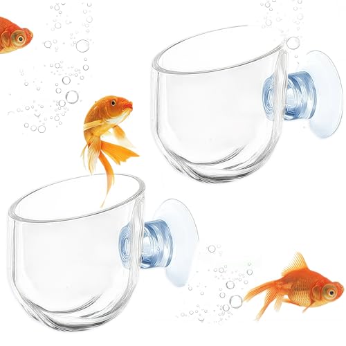 Coollooda 水槽用餌入れ 水槽用フィーダーカップ【2個セット】水槽フィーダー 給餌カップ 餌やり器 直径3.5CM 透明 小型 吸盤付き 強い粘着力 簡単操作 餌拡散防止 赤ワーム メダカ 金魚 熱帯魚 エビ 飼育用 魚タンク 水族館