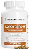 Real Mushrooms Capsules Supplements - Organic Cordyceps Mushroom Powder in Capsules - Energy and Performance Mushrooms with Verified Beta Glucans - Vegan, Non-GMO, 300 Capsules