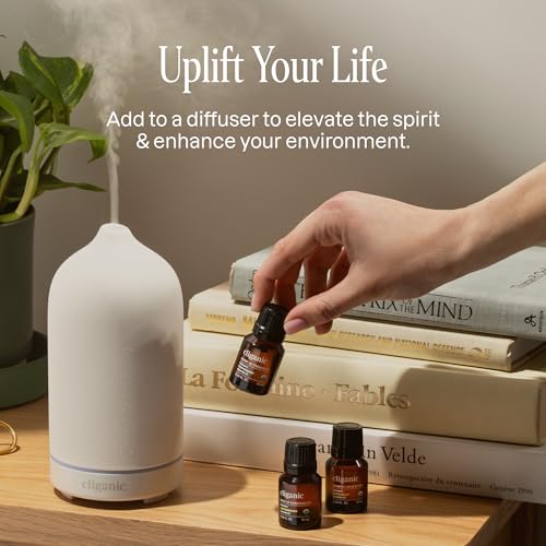 Image of Cliganic Organic Essential Oils Set for Home Diffuser, 100% Pure, Top 5