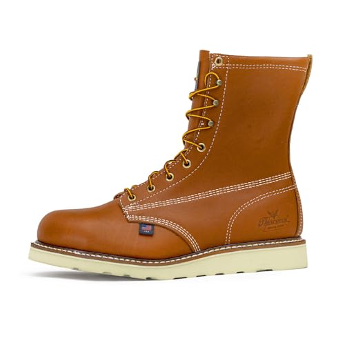 Thorogood American Heritage 8” Steel Toe Work Boots for Men - Full-Grain Leather with Round Toe, Slip-Resistant Wedge Outsole and Comfort Insole; EH Rated3