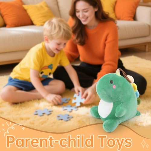 Image of Dinosaur Stuffed Animal, Dinosaur Plush Toys for Kids Girls Women Girlfriend, Cute Soft Fat Dino Stuffed Animal Juguetes De Peluche Adorable Companion Gift for Birthday Valentine Christmas Decor Green