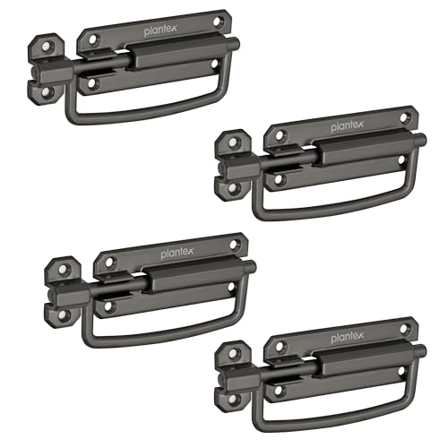 Image of Plantex Door Stopper /5 Inch Baby Latch Kadi /Door Latch for Bathroom /Door Lock for Home /Office Doors - Pack of 4 (Satin Black)