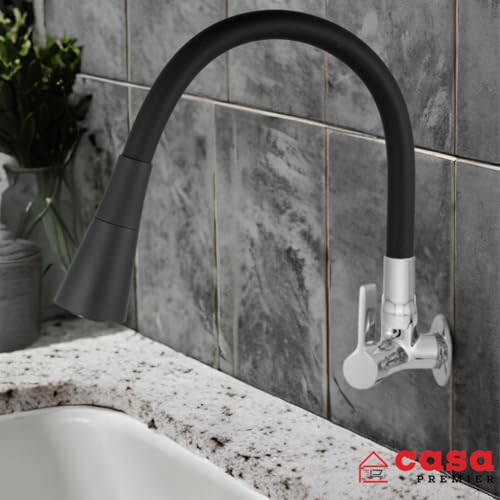 Torneira Cozinha Parede Gourmet Flexível 1/4 De Volta Com Chuveirinho -C70