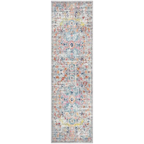 Pauwer Hallway Runner Rug 3x10, Washable Boho Kitchen Runner, Grey Multi - image 8
