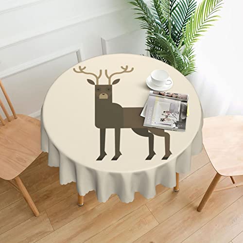 Pooedso Reindeer Tablecloths 60In Round Lace Waterproof Family Table Cover Tablecloth Kitchen Outdoor Party Decoration Tablecloths #TOP2