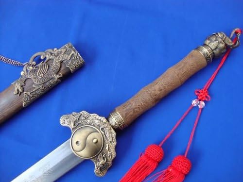 LOONGSWORD Chinese Sword/Four Images Tai Chi jian/Forged Damascus Steel Blade/Rosewood Scabbard