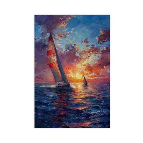 Art de course de voile poster sur toile nautique 30x45 cm pour la décoration murale du salon