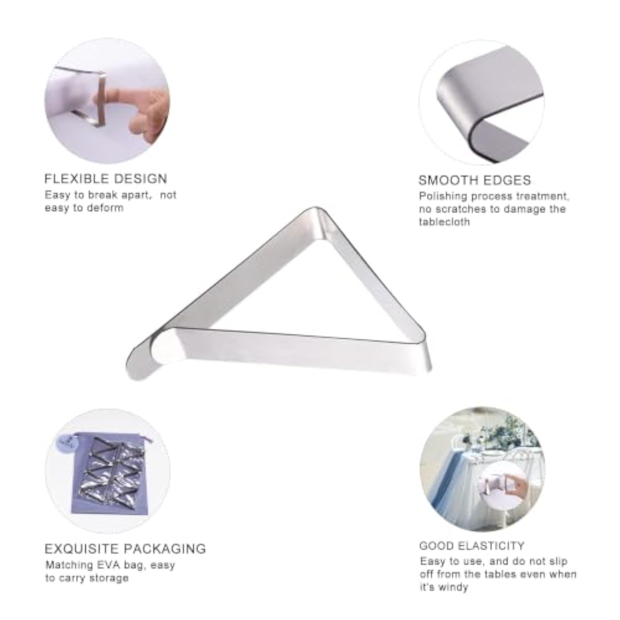 Tablecloth Clips - 12 Packs Flexible Stainless Steel